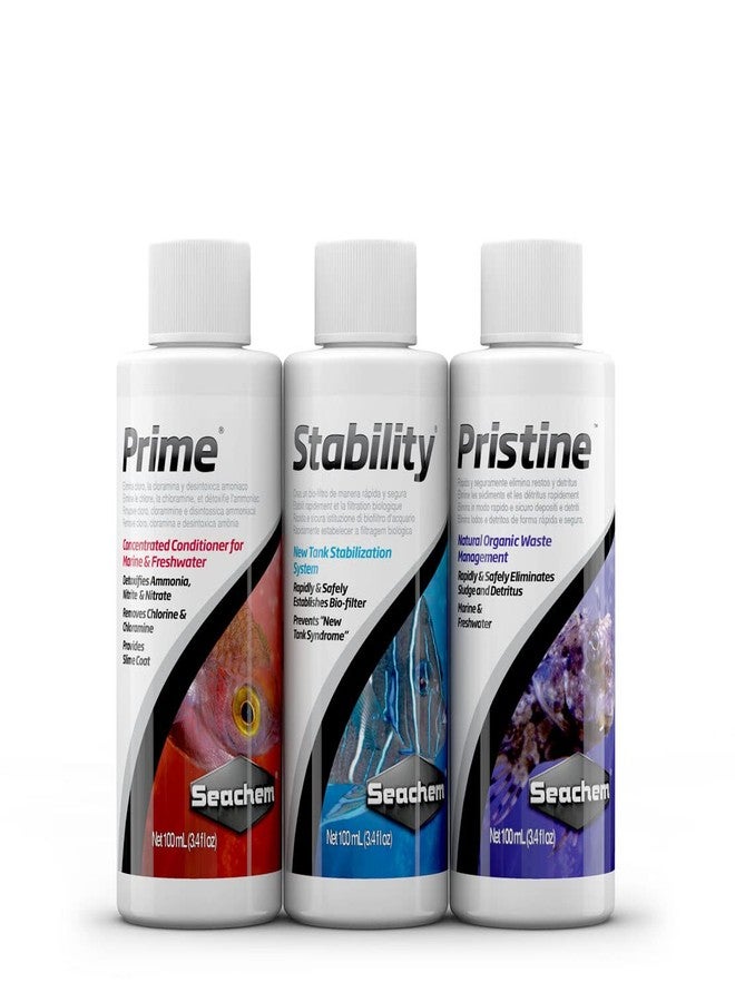 Seachem Sure Start Water Conditioner Prime + Stability + Pristine - 100 ml Each Bottle - Image 2